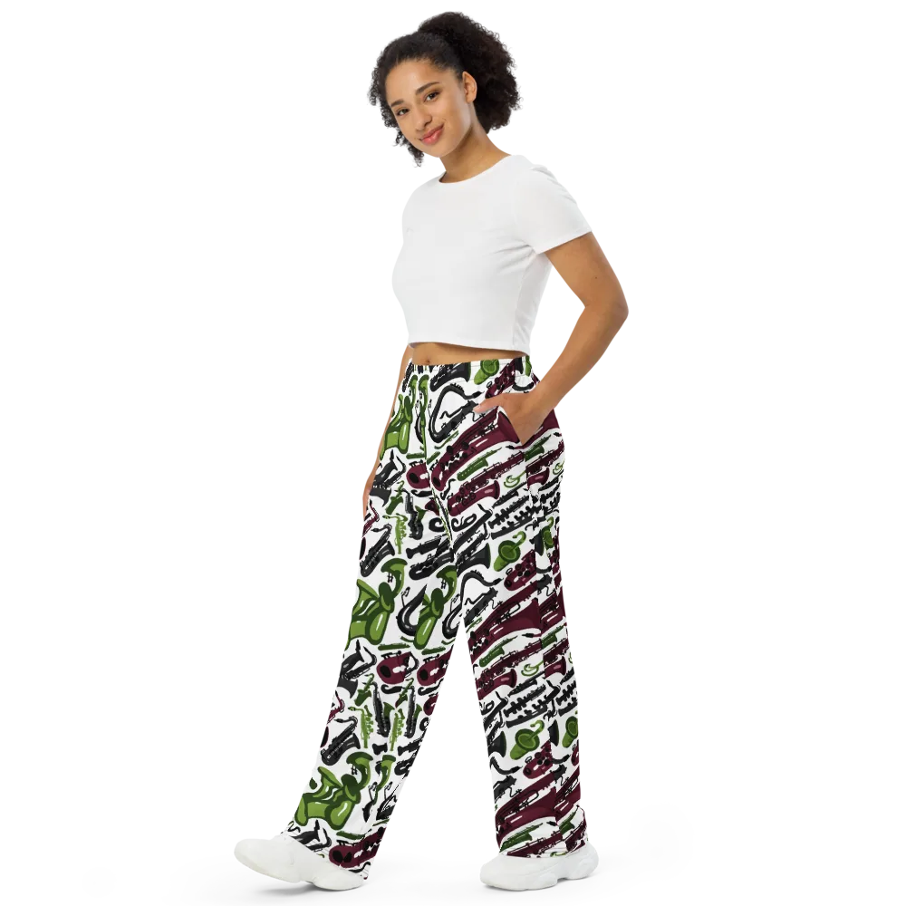 Brass And Burgundy on Wide-Leg Pants — Left Front