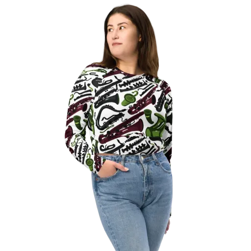 Brass And Burgundy on a Long Sleeve Crop Top