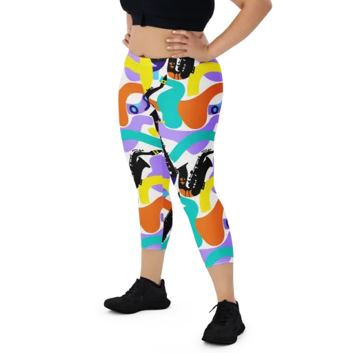 Neon Brass Parade on a Capri Leggings