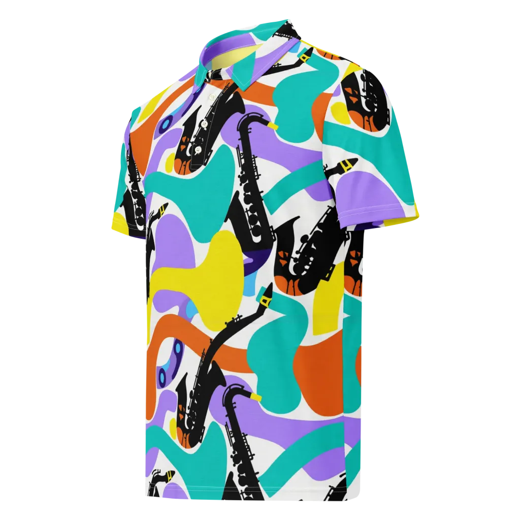 Neon Brass Parade on Men's Slim Fit Polo Shirt — Left Front