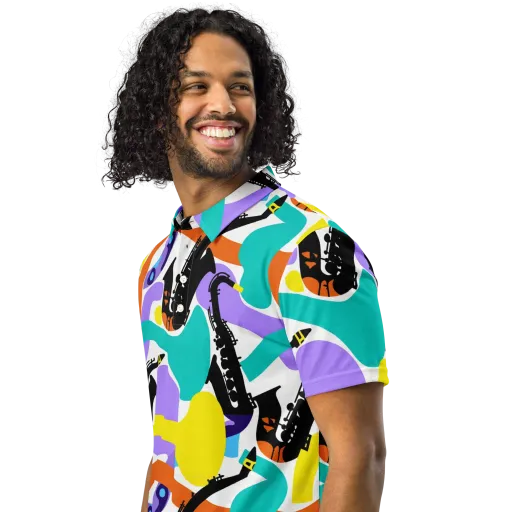 Neon Brass Parade on a Men's Slim Fit Polo Shirt