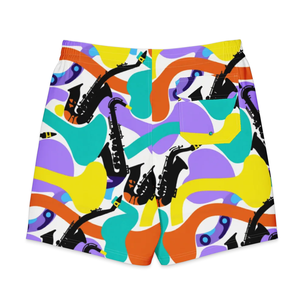 Neon Brass Parade on Men's Board Shorts — Back