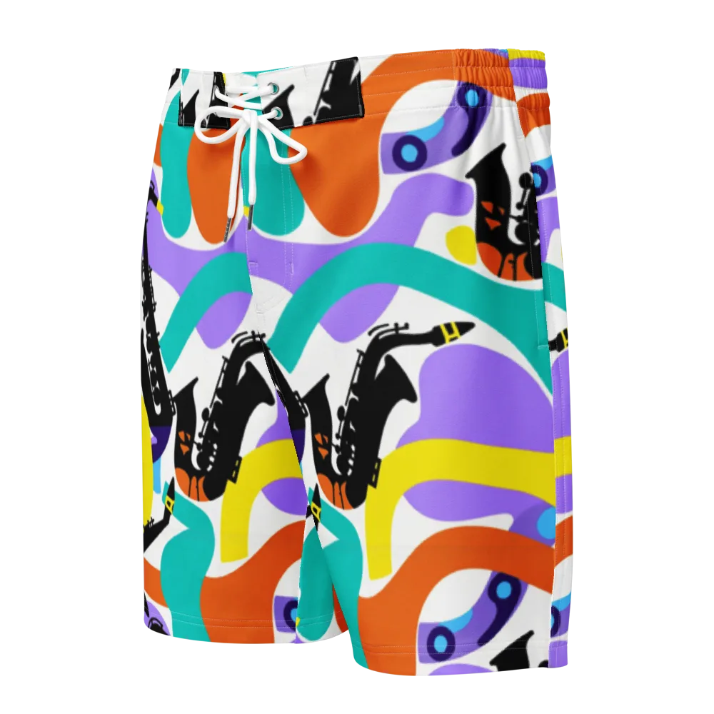 Neon Brass Parade on Men's Board Shorts — Front