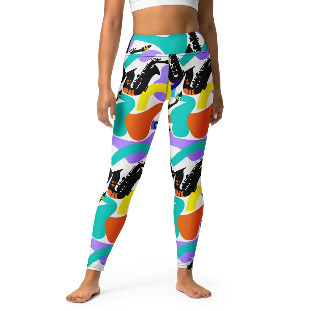 Neon Brass Parade on Yoga Leggings — Front