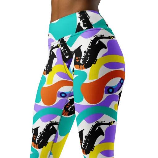 Neon Brass Parade on a Yoga Leggings