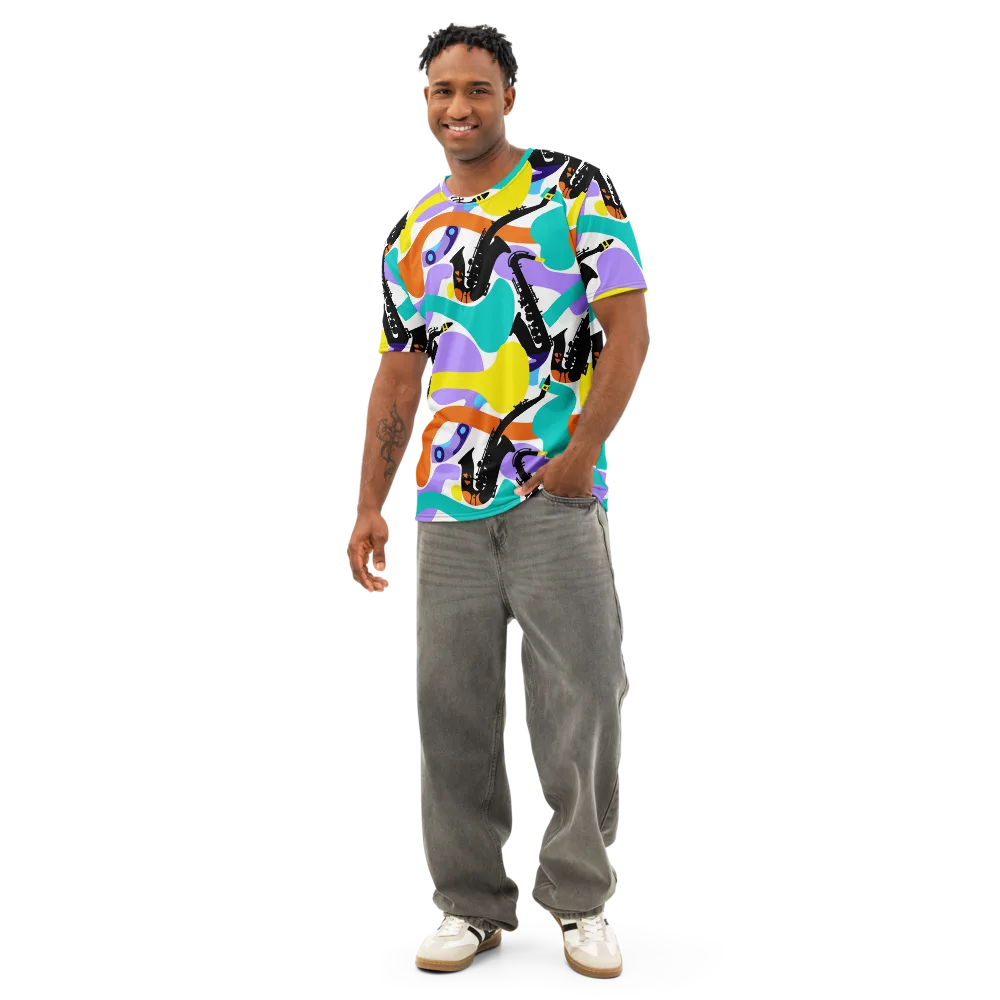 Neon Brass Parade on Men's Cotton Crew Neck T-Shirt — Front