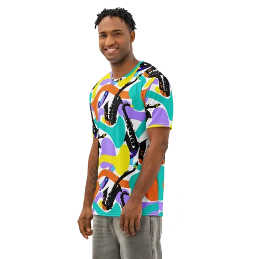 Neon Brass Parade on a Men's Cotton Crew Neck T-Shirt