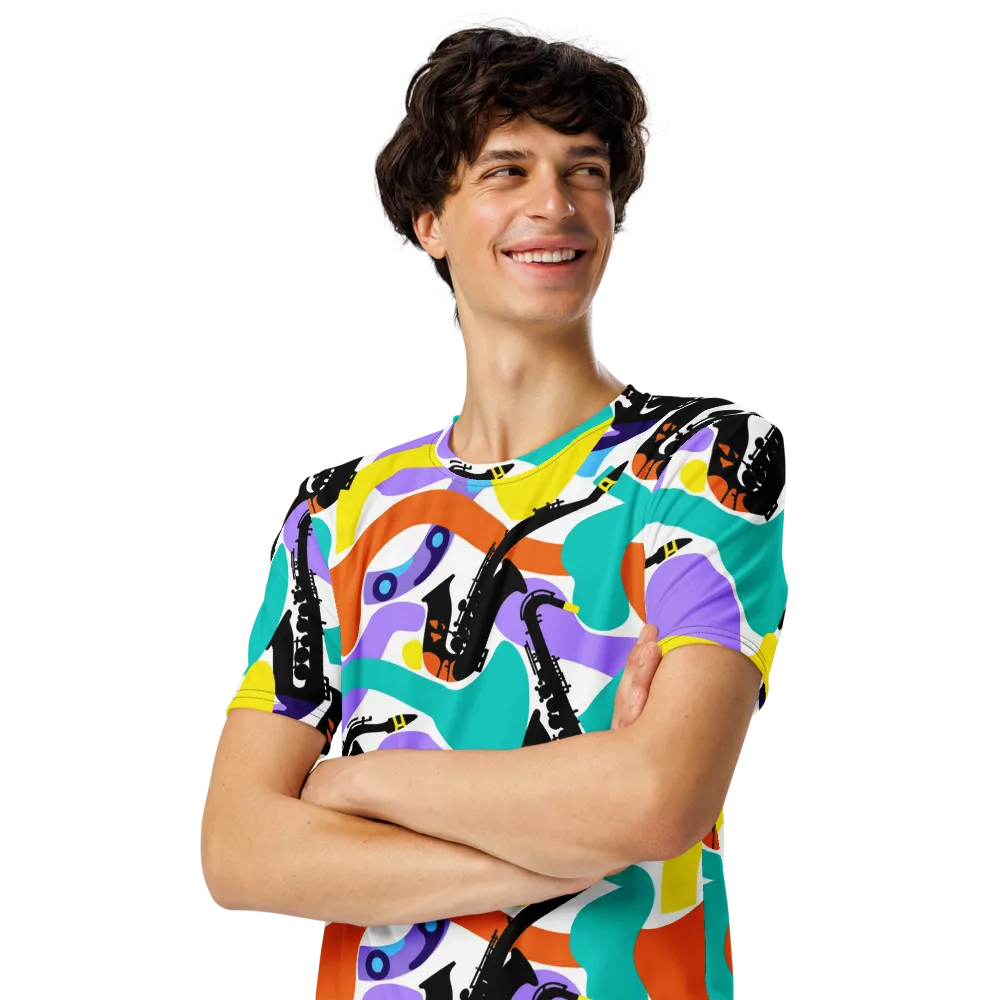 Neon Brass Parade on Men's Crew Neck T-Shirt — Left Front