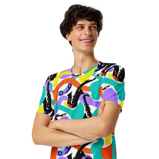 Neon Brass Parade on a Men's Crew Neck T-Shirt