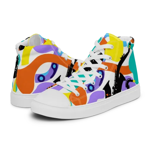 Neon Brass Parade on a Men's High Top Canvas Shoes