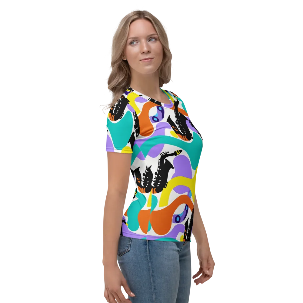 Neon Brass Parade on Women's Crew Neck T-Shirt — Right