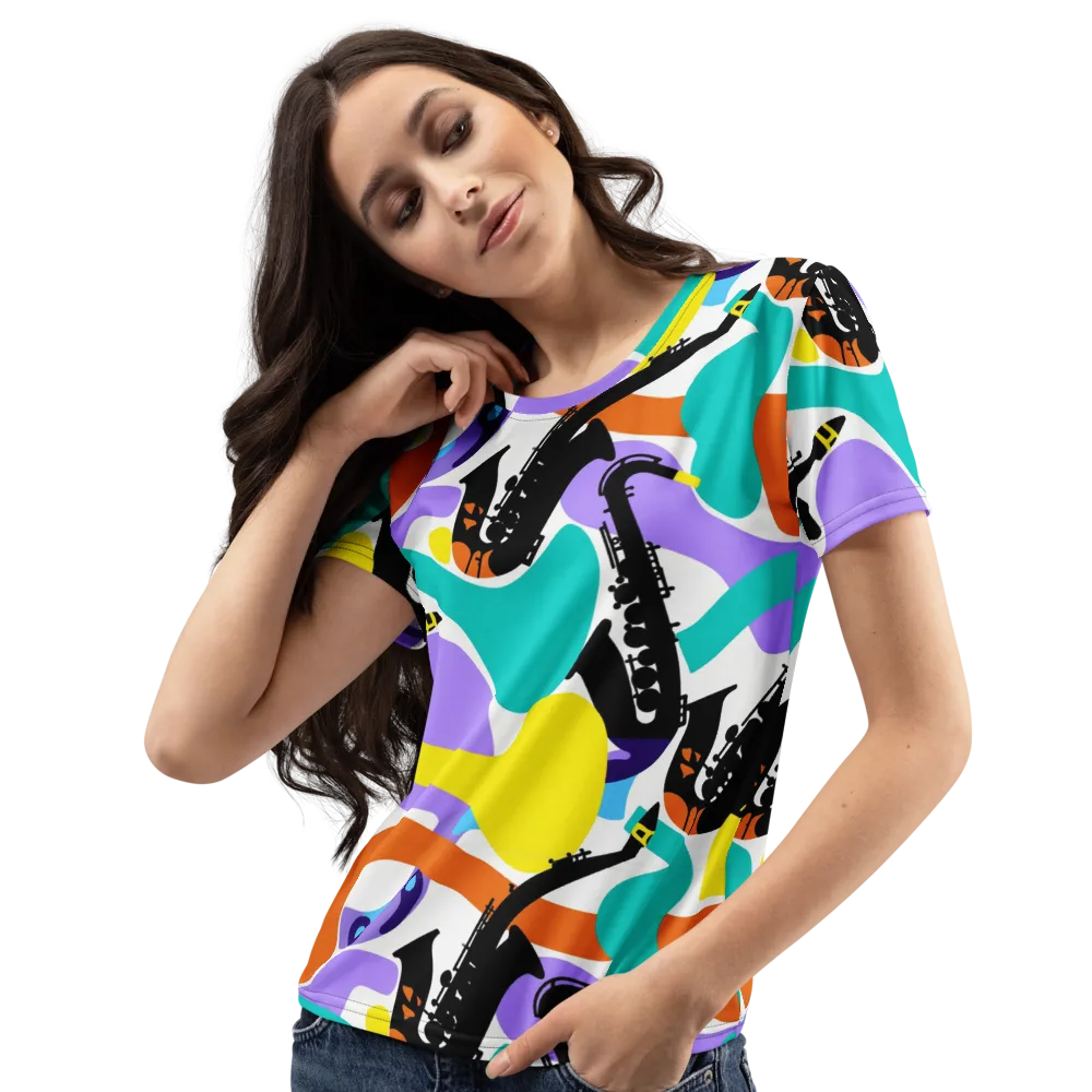 Neon Brass Parade on Women's Crew Neck T-Shirt — Left Front