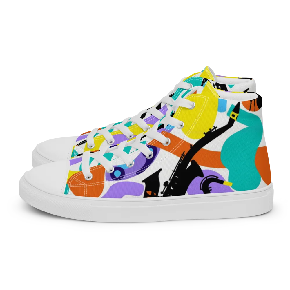 Neon Brass Parade on Women's High Top Canvas Shoes — Left