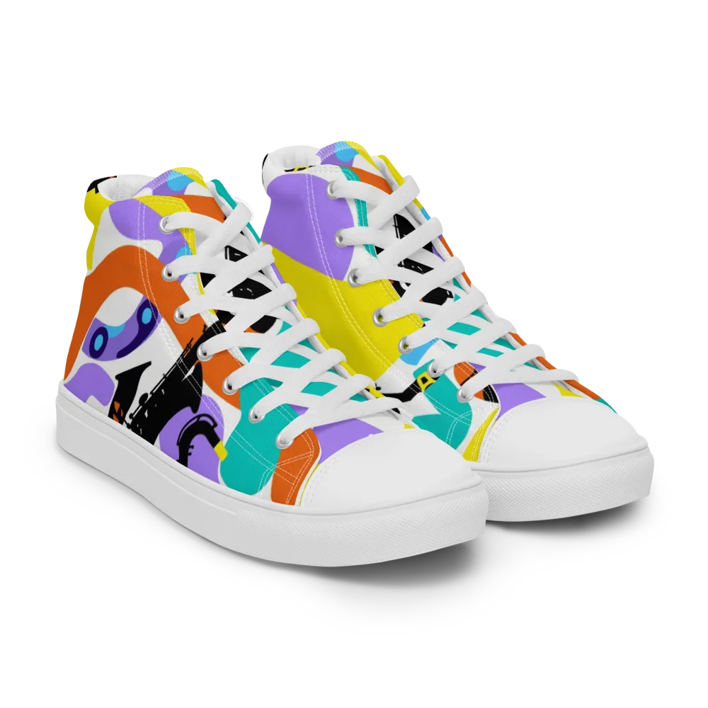 Neon Brass Parade on Women's High Top Canvas Shoes — Right Front