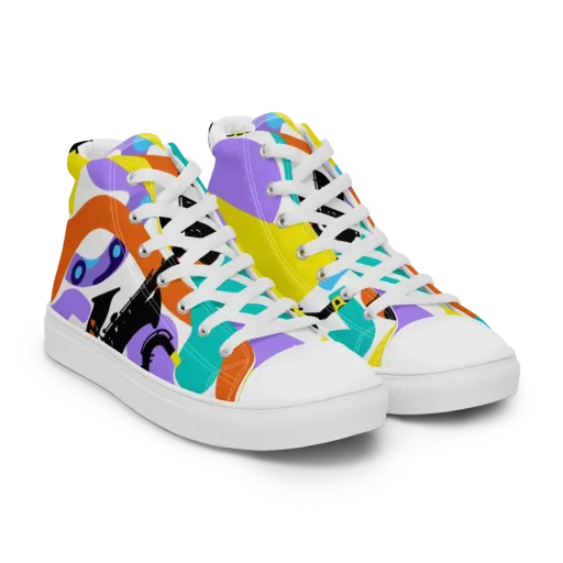 Neon Brass Parade on a Women's High Top Canvas Shoes