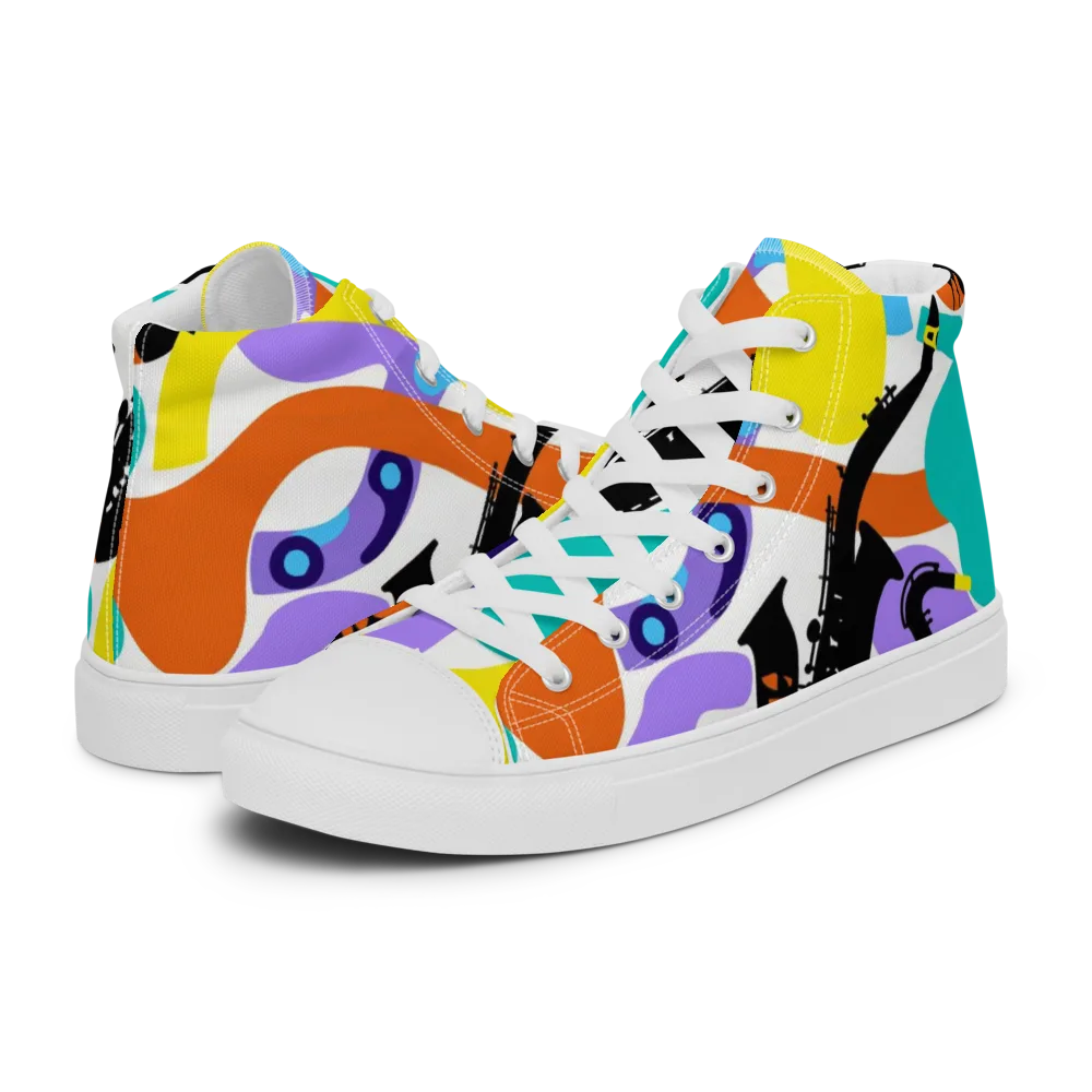 Neon Brass Parade on Women's High Top Canvas Shoes — Left
