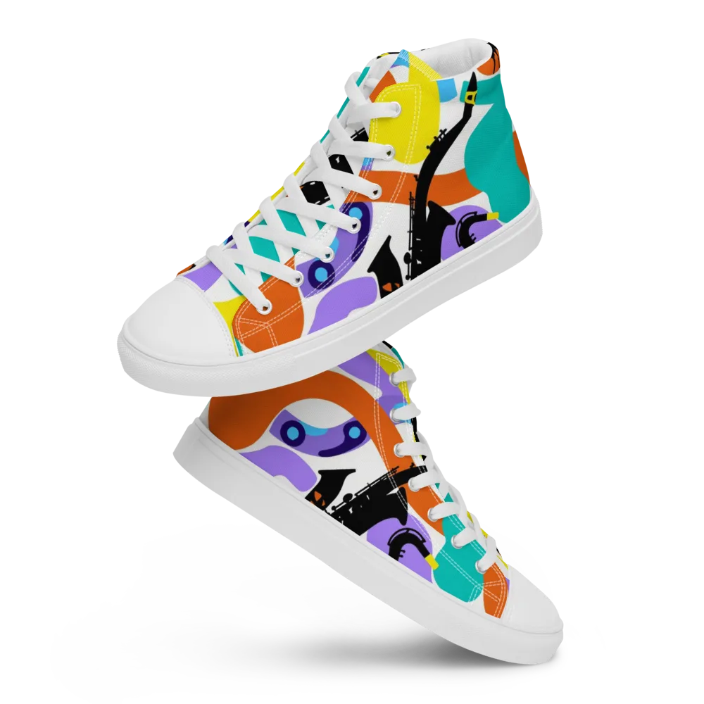 Neon Brass Parade on Women's High Top Canvas Shoes — Front