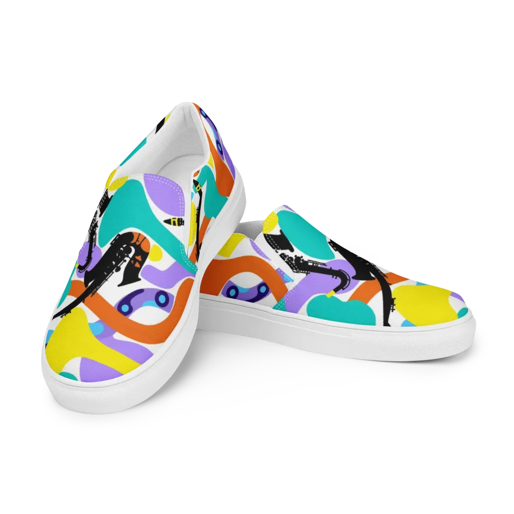 Neon Brass Parade on Men's Slip-On Canvas Shoes — Left Front