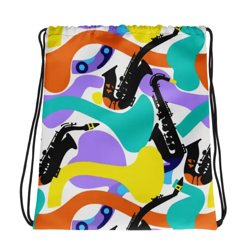 Neon Brass Parade on a Drawstring Bag