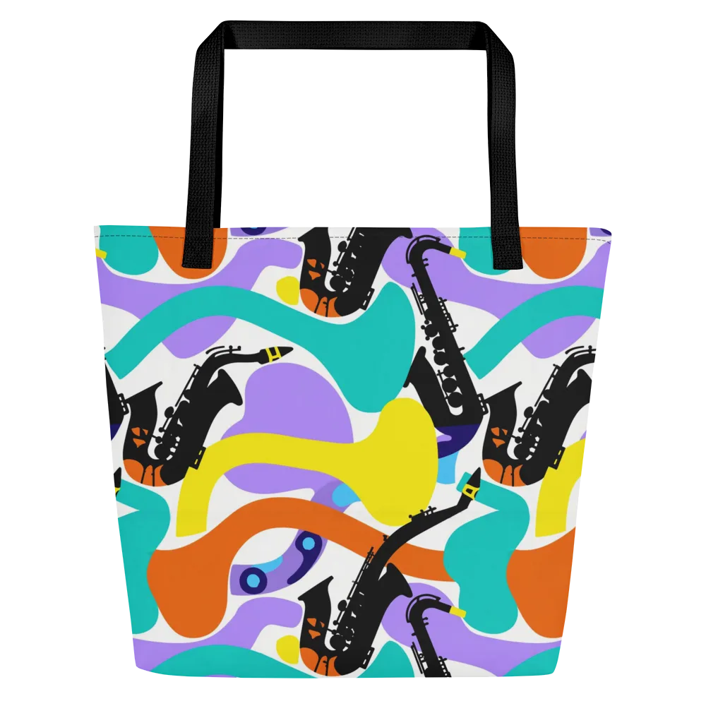 Neon Brass Parade on Large Tote Bag W/ Pocket — Front