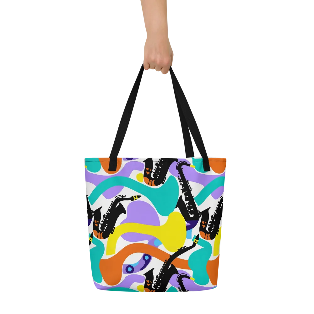 Neon Brass Parade on Large Tote Bag W/ Pocket — Front