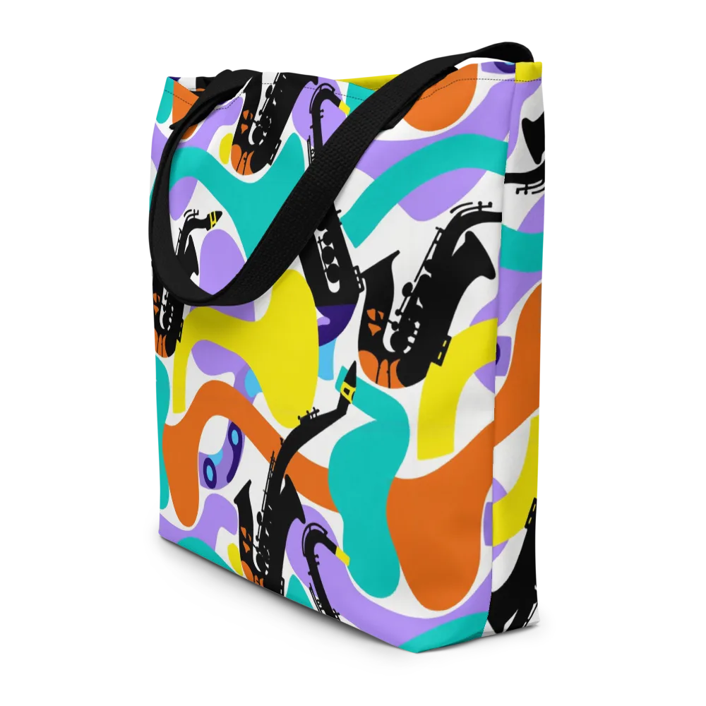 Neon Brass Parade on Large Tote Bag W/ Pocket — Front