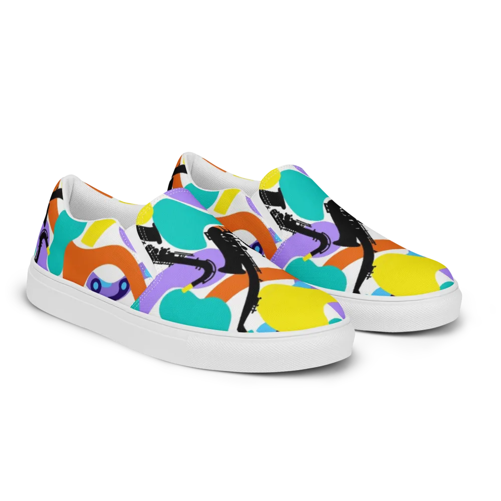 Neon Brass Parade on Women's Slip-On Canvas Shoes — Right Front