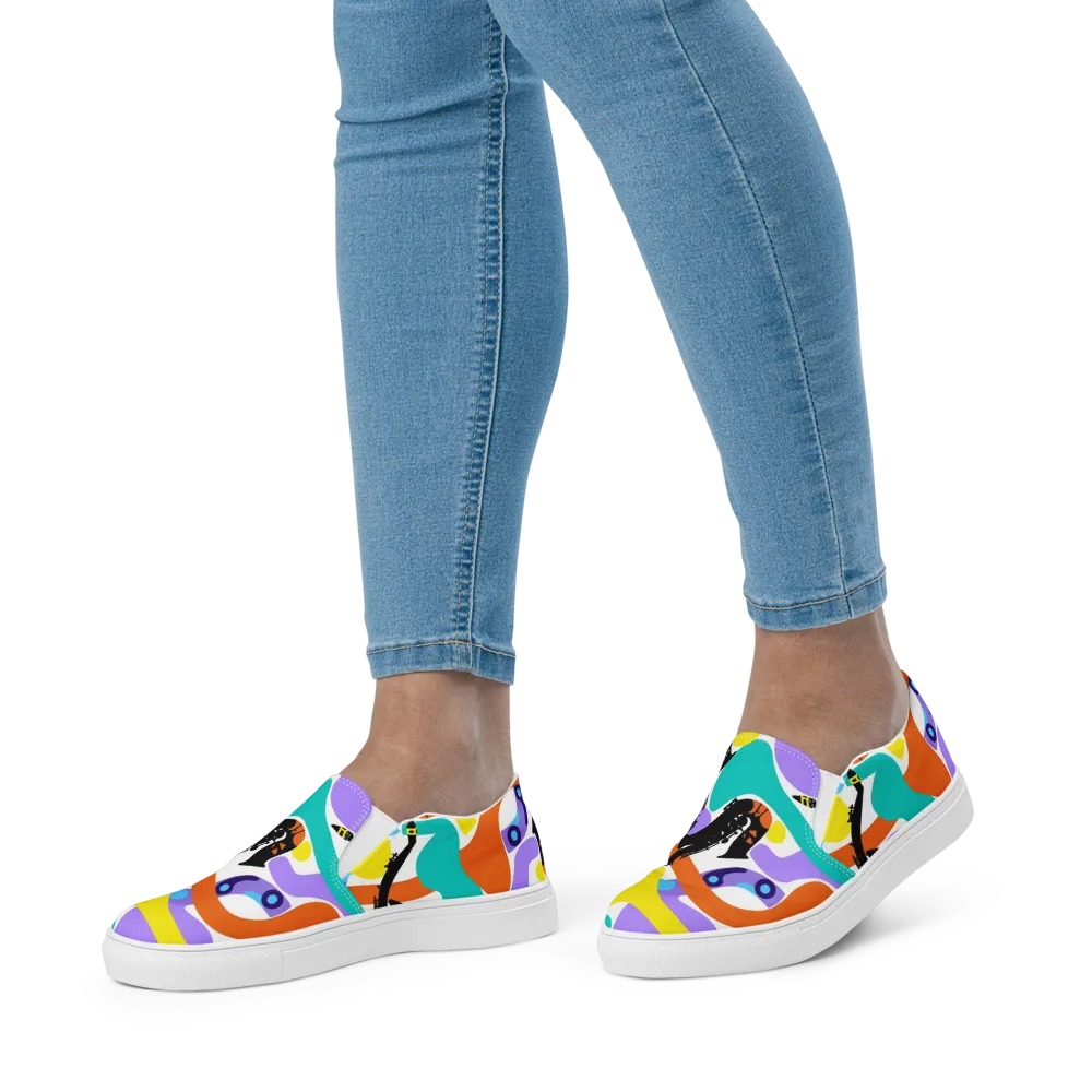 Neon Brass Parade on Women's Slip-On Canvas Shoes — Front