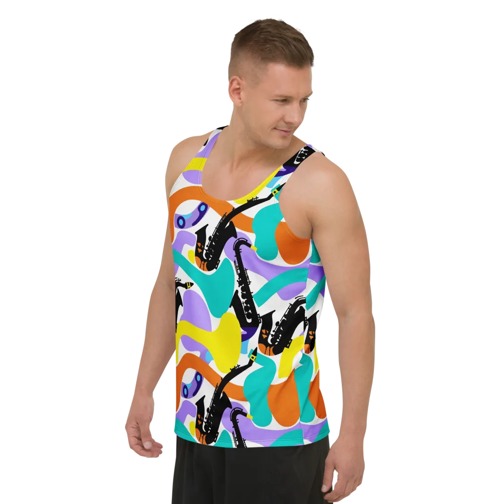 Neon Brass Parade on Men's Tank Top — Left Front