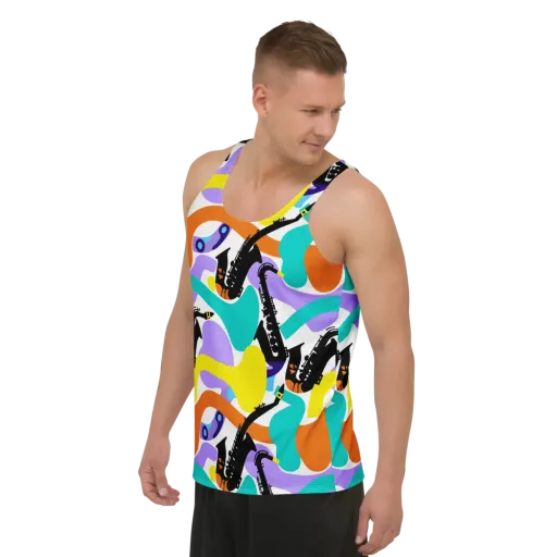 Neon Brass Parade on a Men's Tank Top