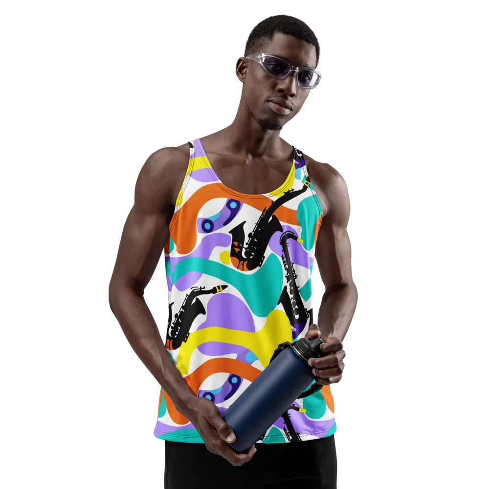 Neon Brass Parade on Men's Tank Top — Front