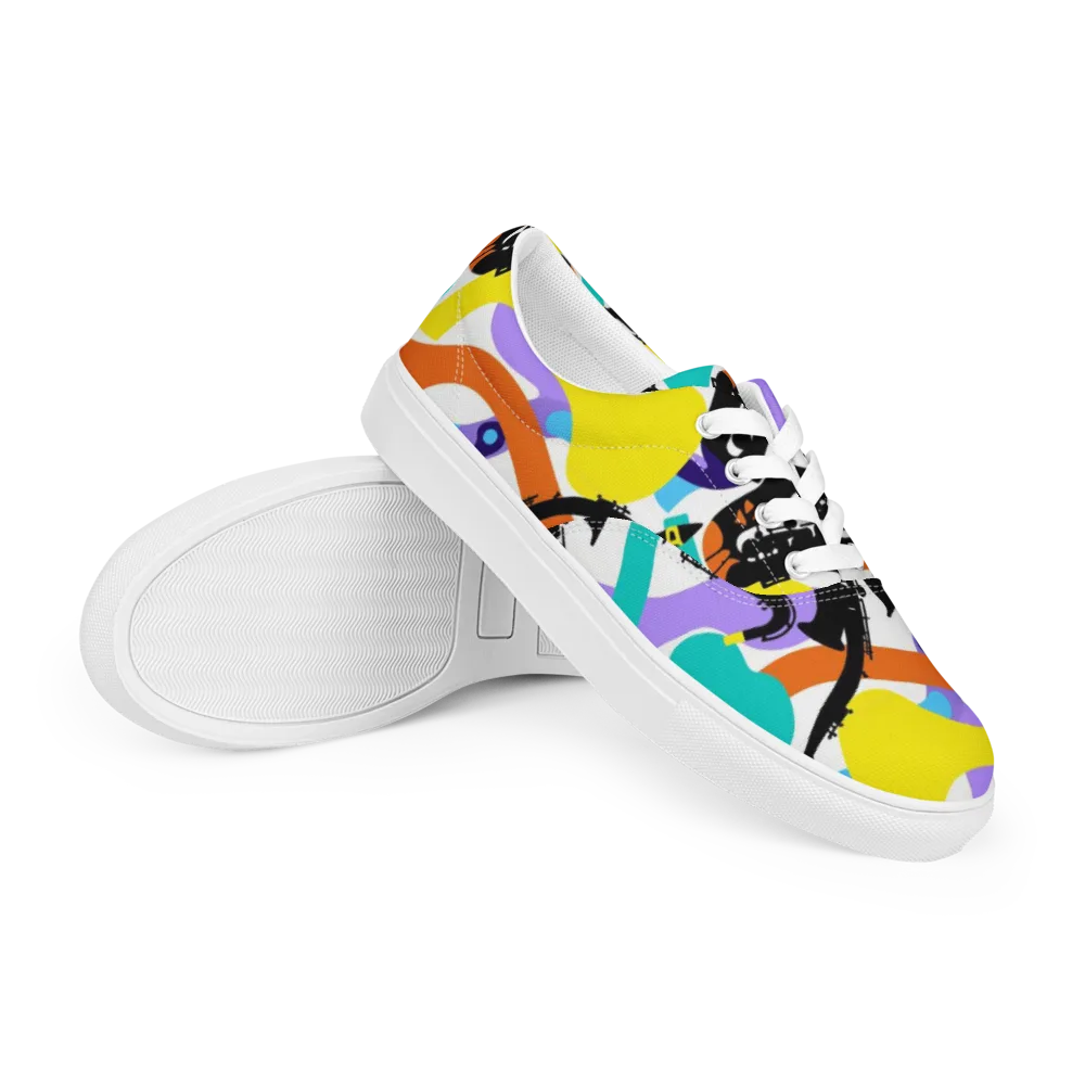 Neon Brass Parade on Men's Lace-Up Canvas Shoes — Right Front