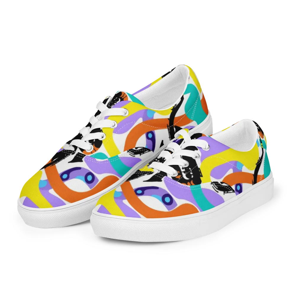 Neon Brass Parade on Men's Lace-Up Canvas Shoes — Left Front