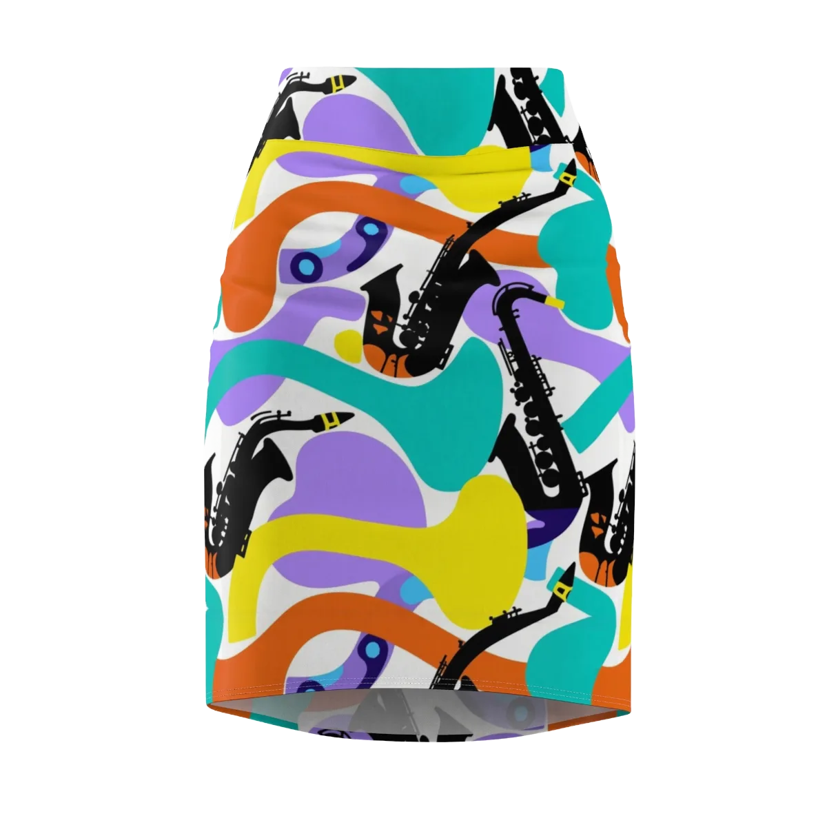 Neon Brass Parade on Pencil Skirt — Front