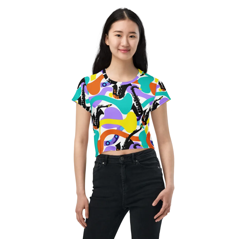 Neon Brass Parade on Crop Tee — Front