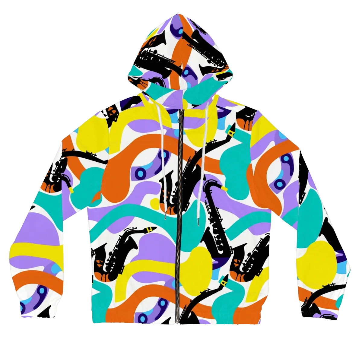 Neon Brass Parade on Women's Full-Zip Hoodie — Front