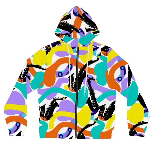 Neon Brass Parade on a Women's Full-Zip Hoodie