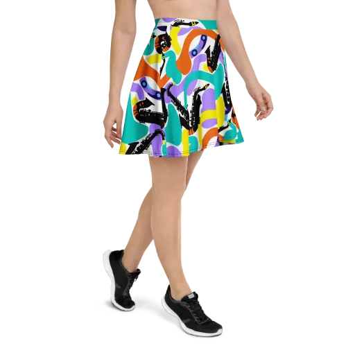 Neon Brass Parade on a Skater Skirt