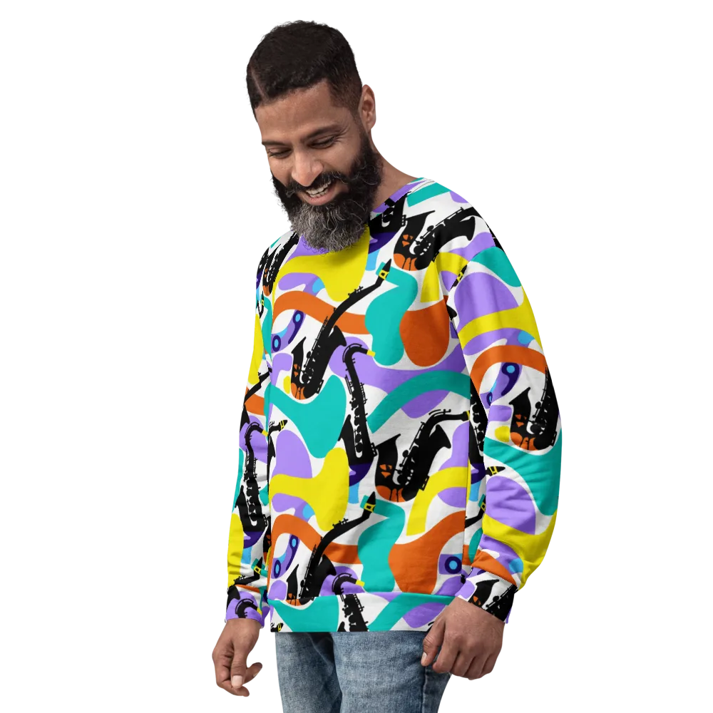 Neon Brass Parade on Sweatshirt — Left Front