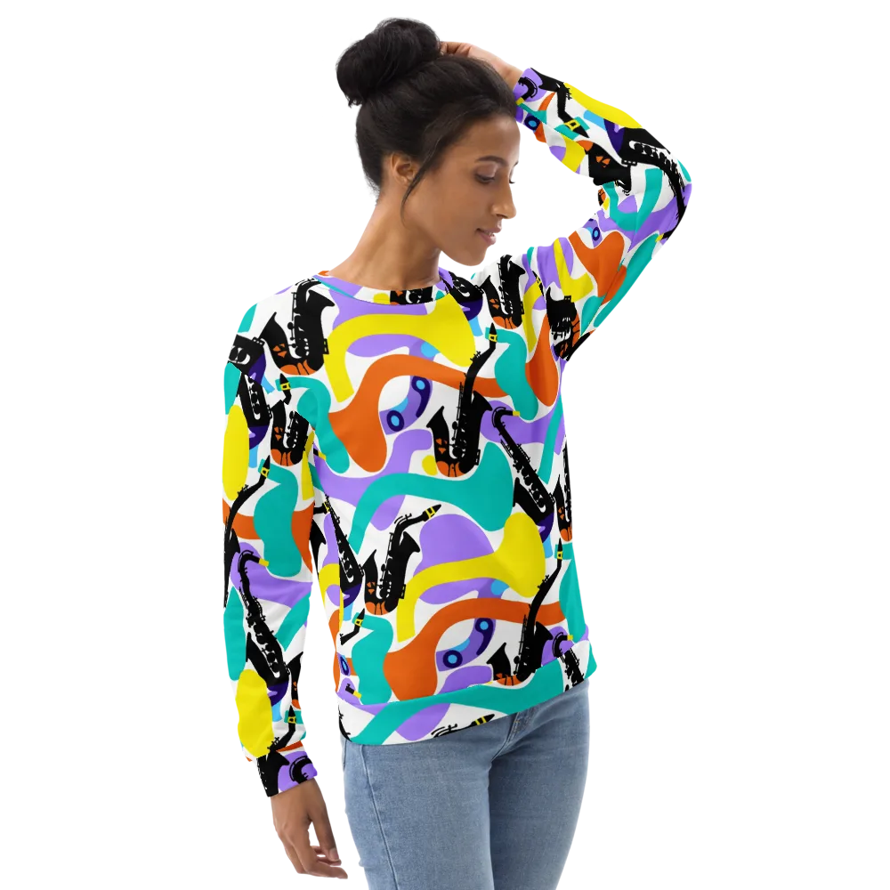 Neon Brass Parade on Sweatshirt — Right Front