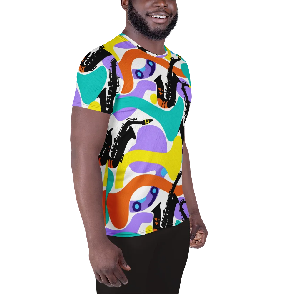 Neon Brass Parade on Men's Athletic T-Shirt — Right