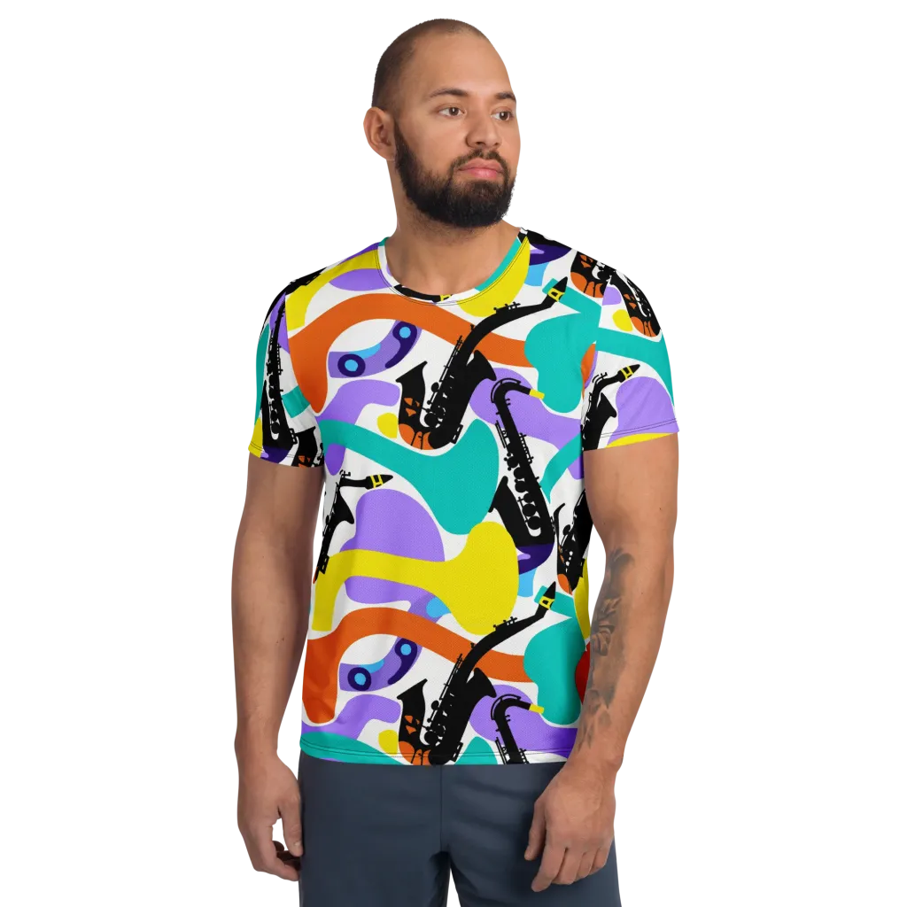 Neon Brass Parade on Men's Athletic T-Shirt — Front