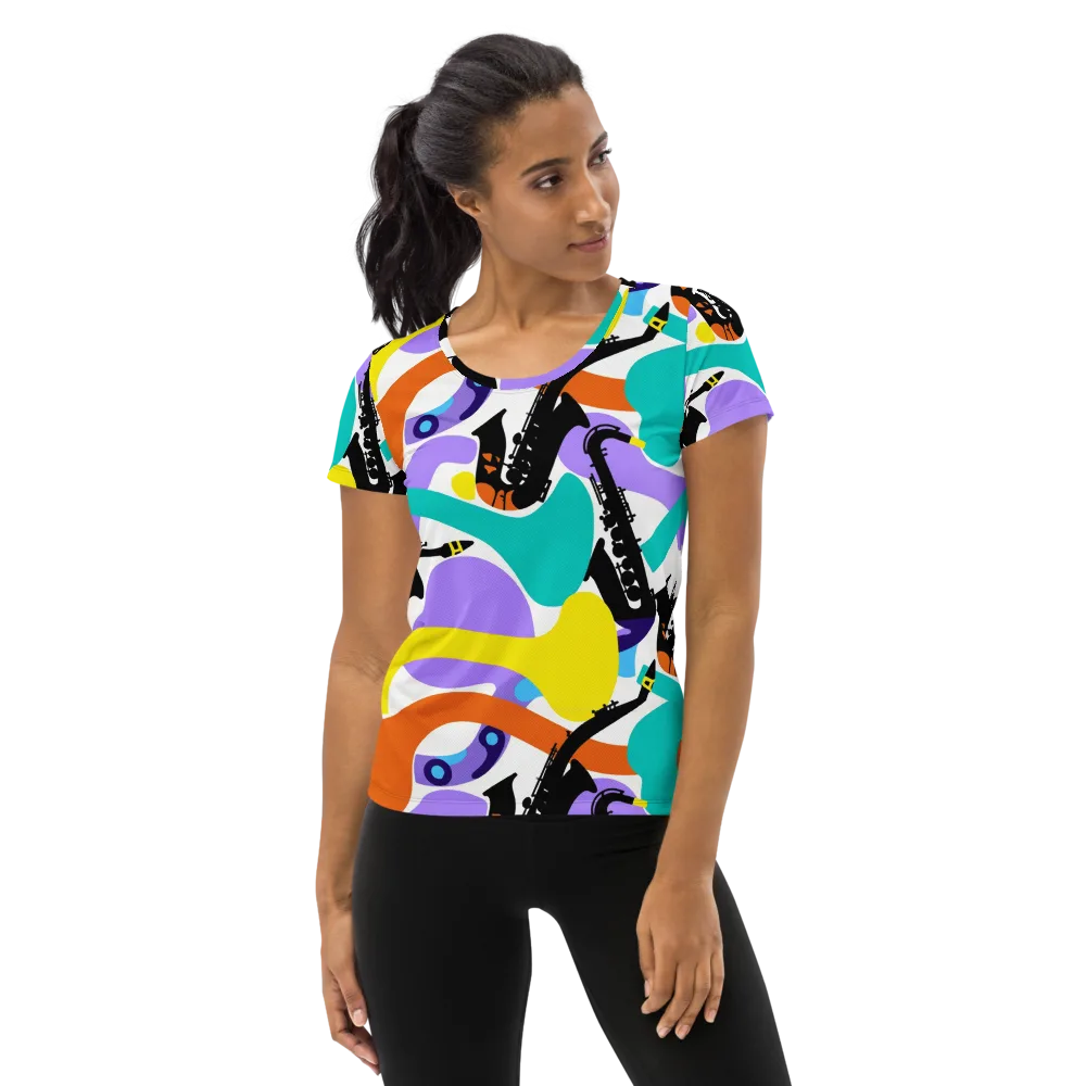 Neon Brass Parade on Women's Athletic T-Shirt — Front