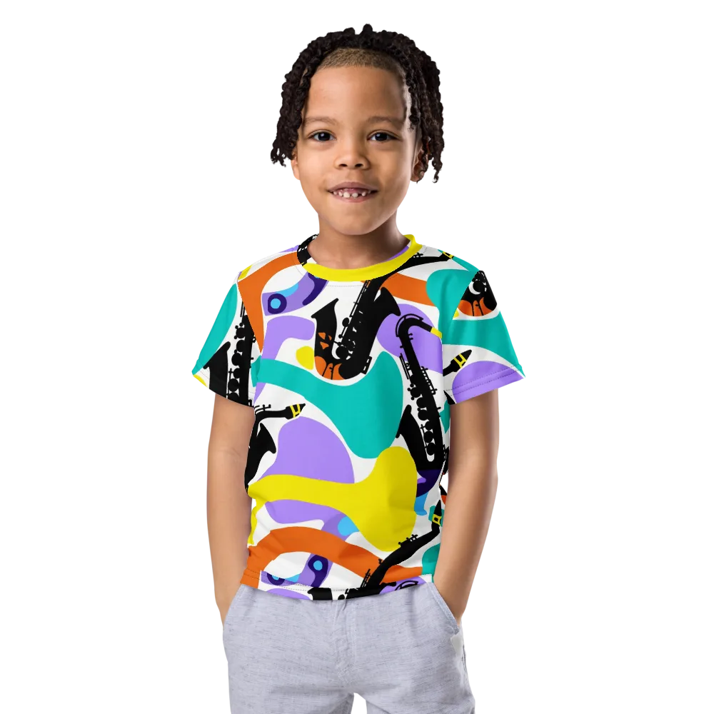Neon Brass Parade on Kids Crew Neck T-Shirt — Front