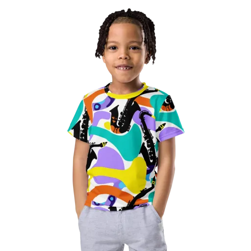 Neon Brass Parade on a Kids Crew Neck T-Shirt