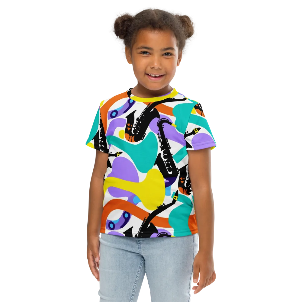 Neon Brass Parade on Kids Crew Neck T-Shirt — Front