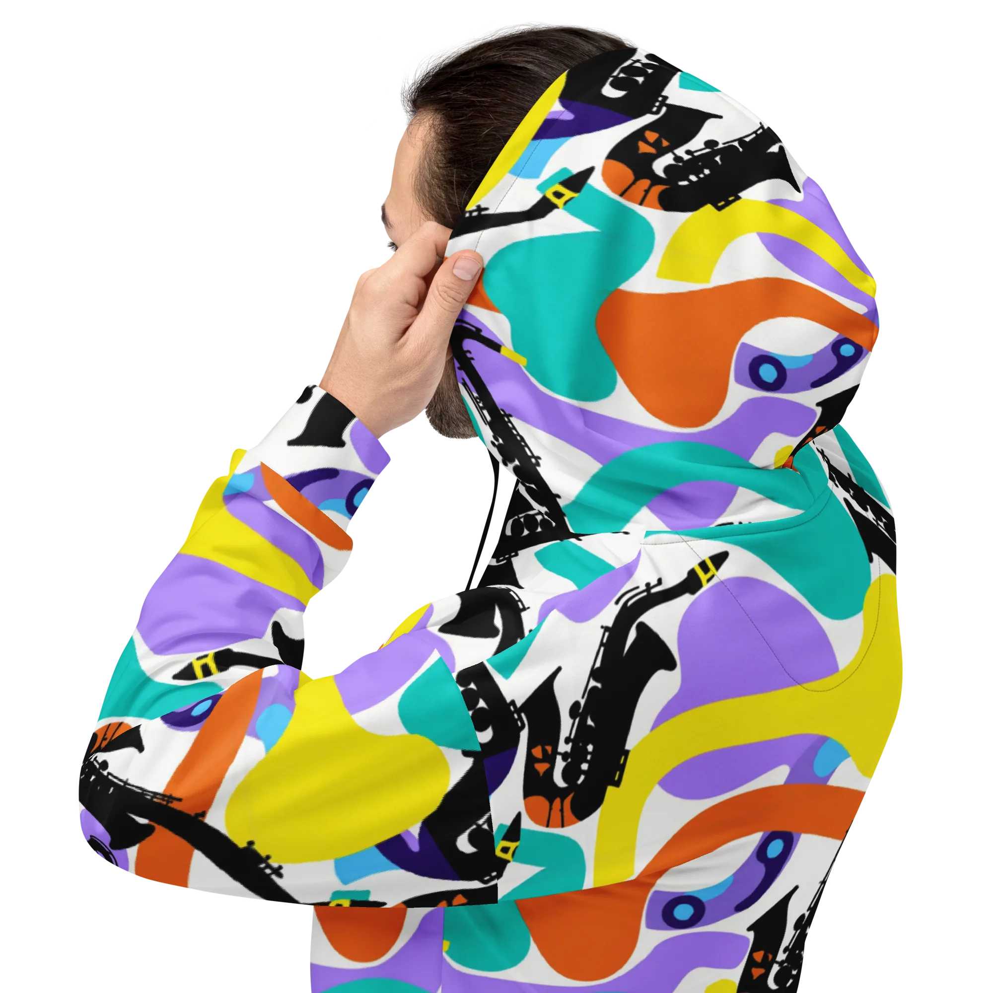 Neon Brass Parade on Hoodie — Back
