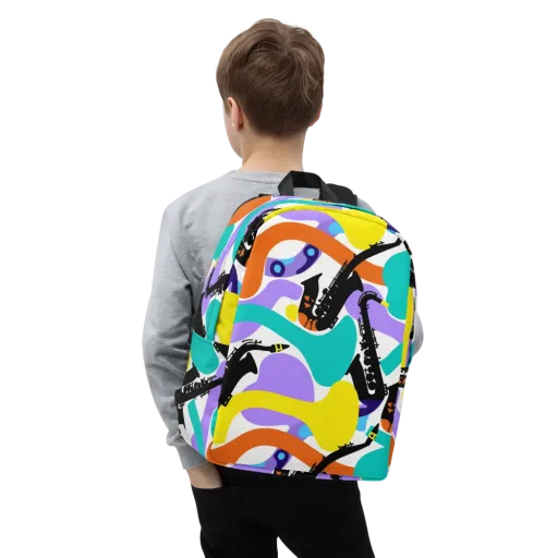 Neon Brass Parade on a Minimalist Backpack