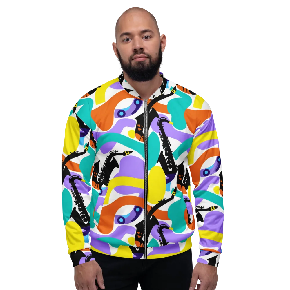 Neon Brass Parade on Bomber Jacket — Front
