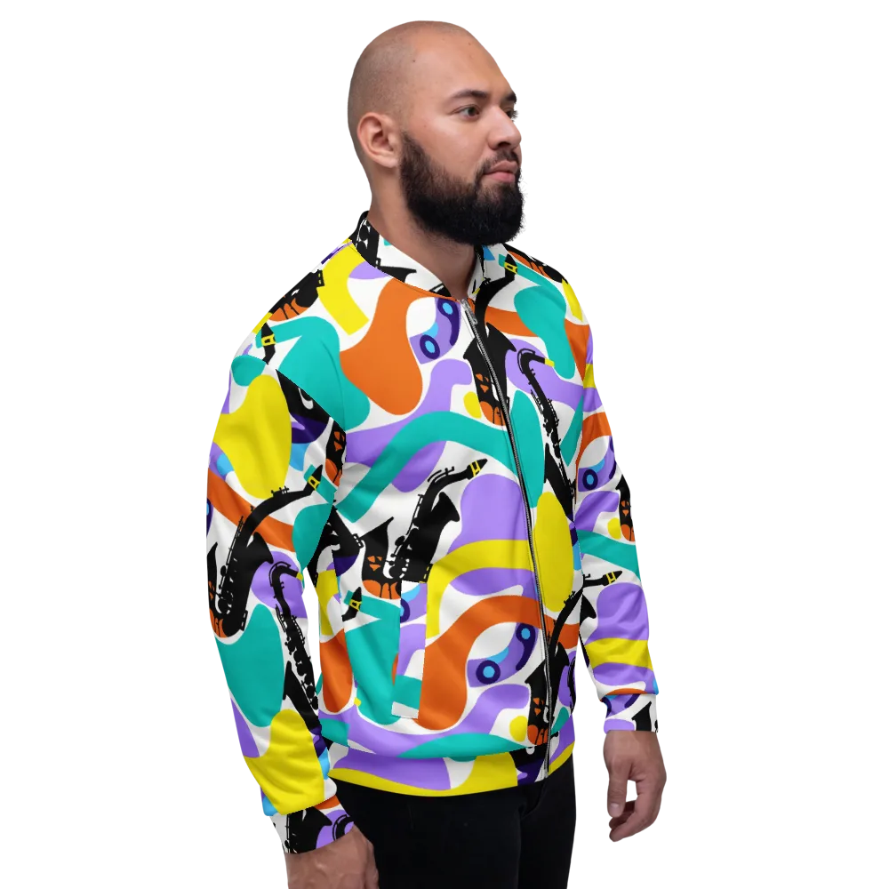 Neon Brass Parade on Bomber Jacket — Right